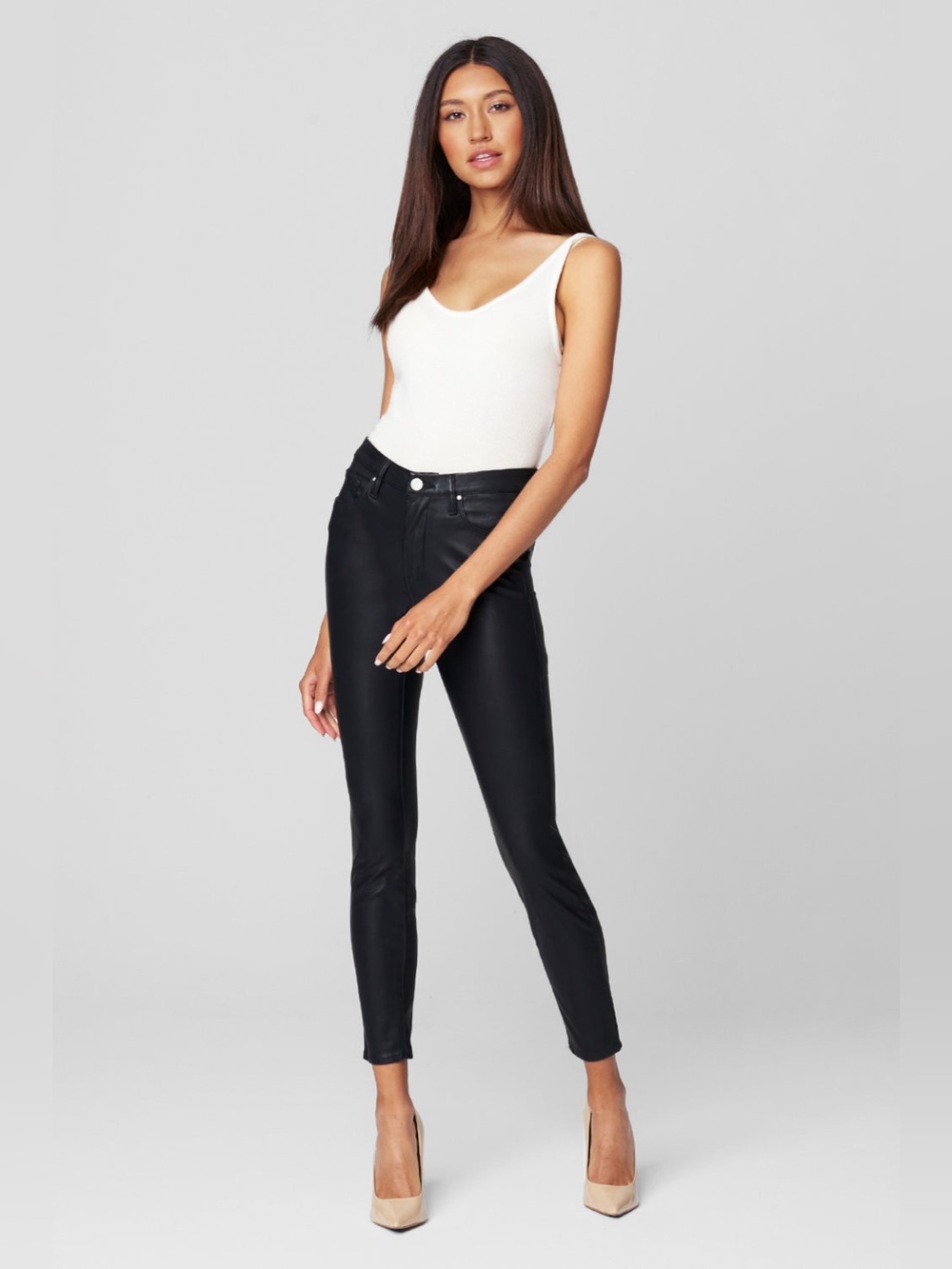 Blank NYC The Bond High-Rise Black Faux Leather Jeans Size 31